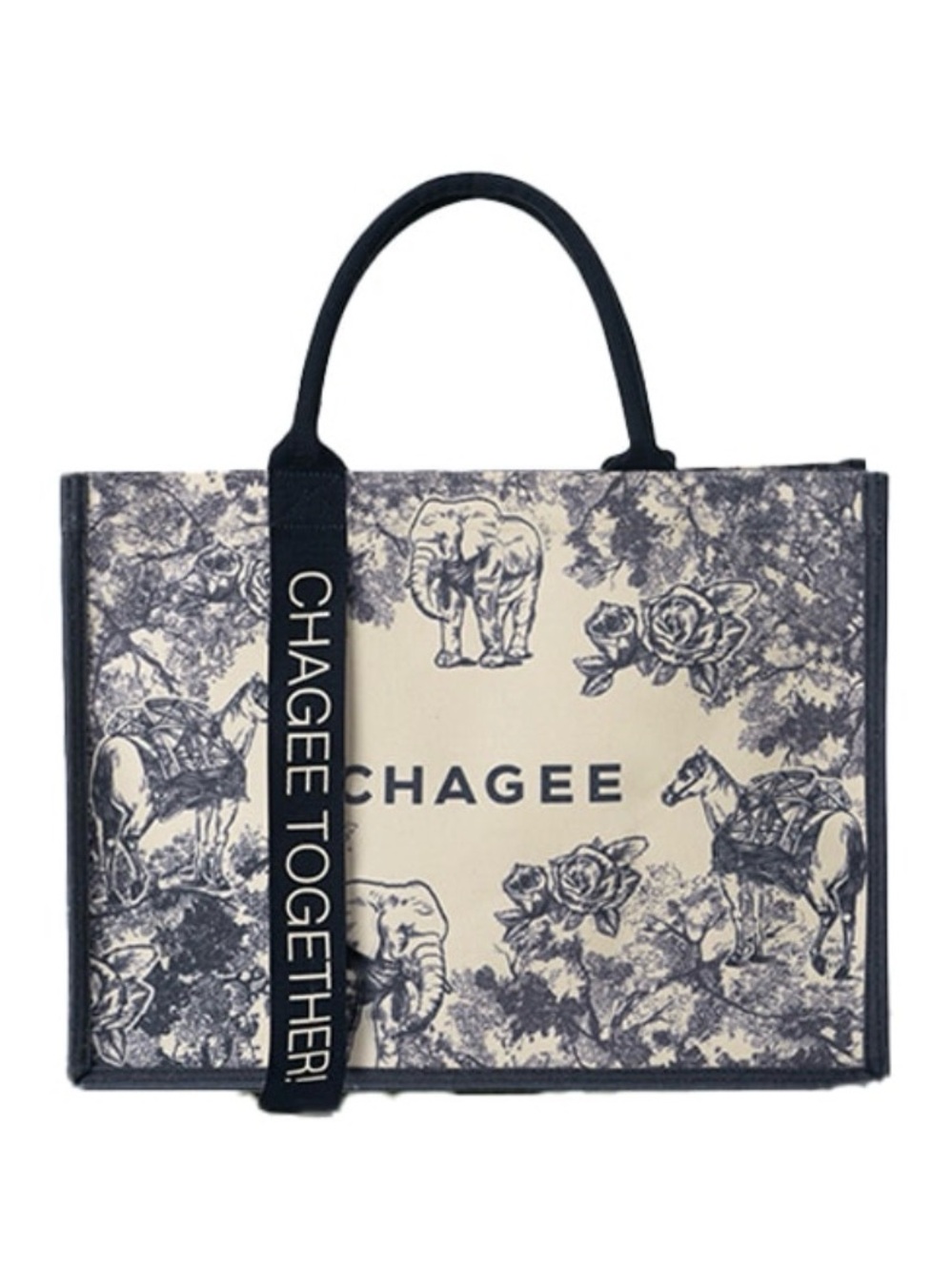 CHAGEE Navy & Cream Printed Tote Bag (NEW WITH TAG)
